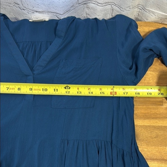 Maeve Blue Long Sleeve Mandarin Collar Blouse - Picture 5 of 8